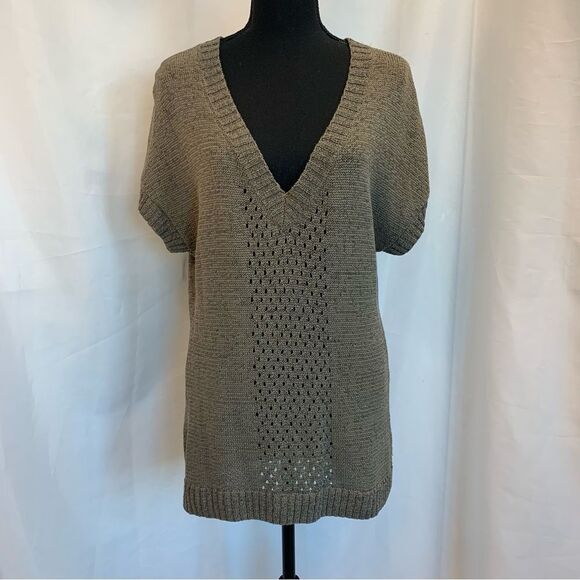 Mexx khaki short sleeve V-neck knit sweater Sz M - Picture 11 of 11